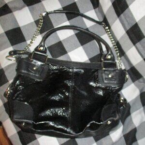 Women's Donald J Pliner Black Patent Leather Shoulder Bag D2390-0508